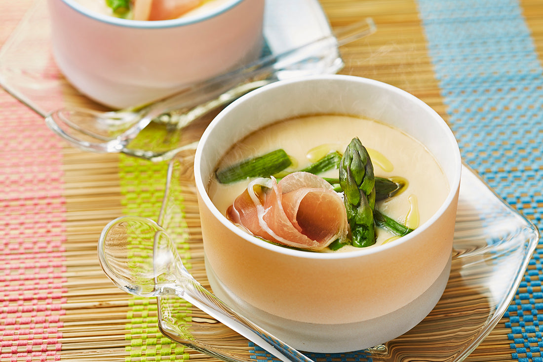 アスパラと生ハムの茶碗蒸し